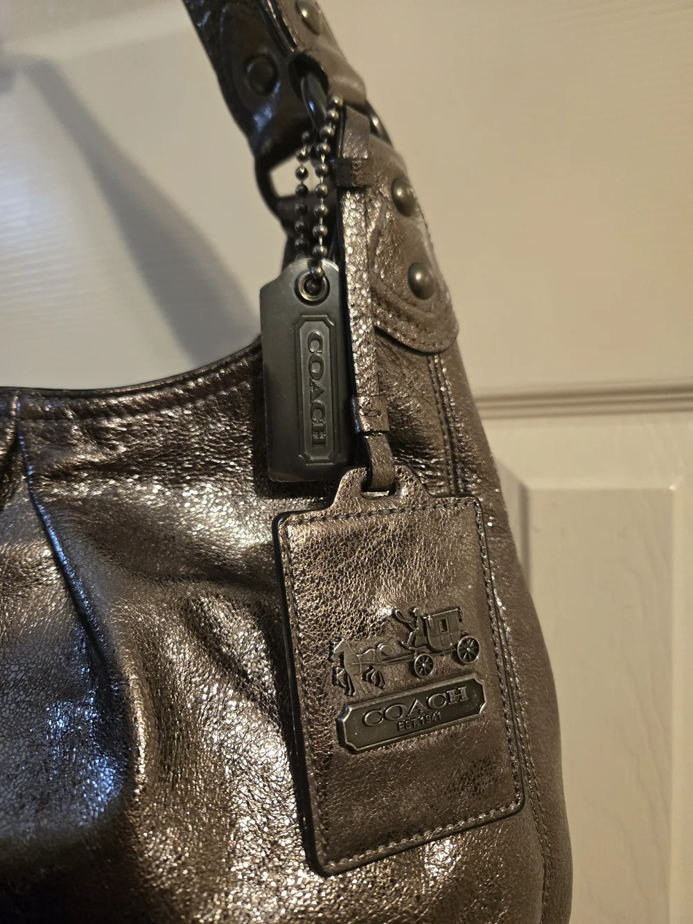 Coach Madison Crackled Metallic Leather Maggie Bag W/Original Tag & Dust Bag